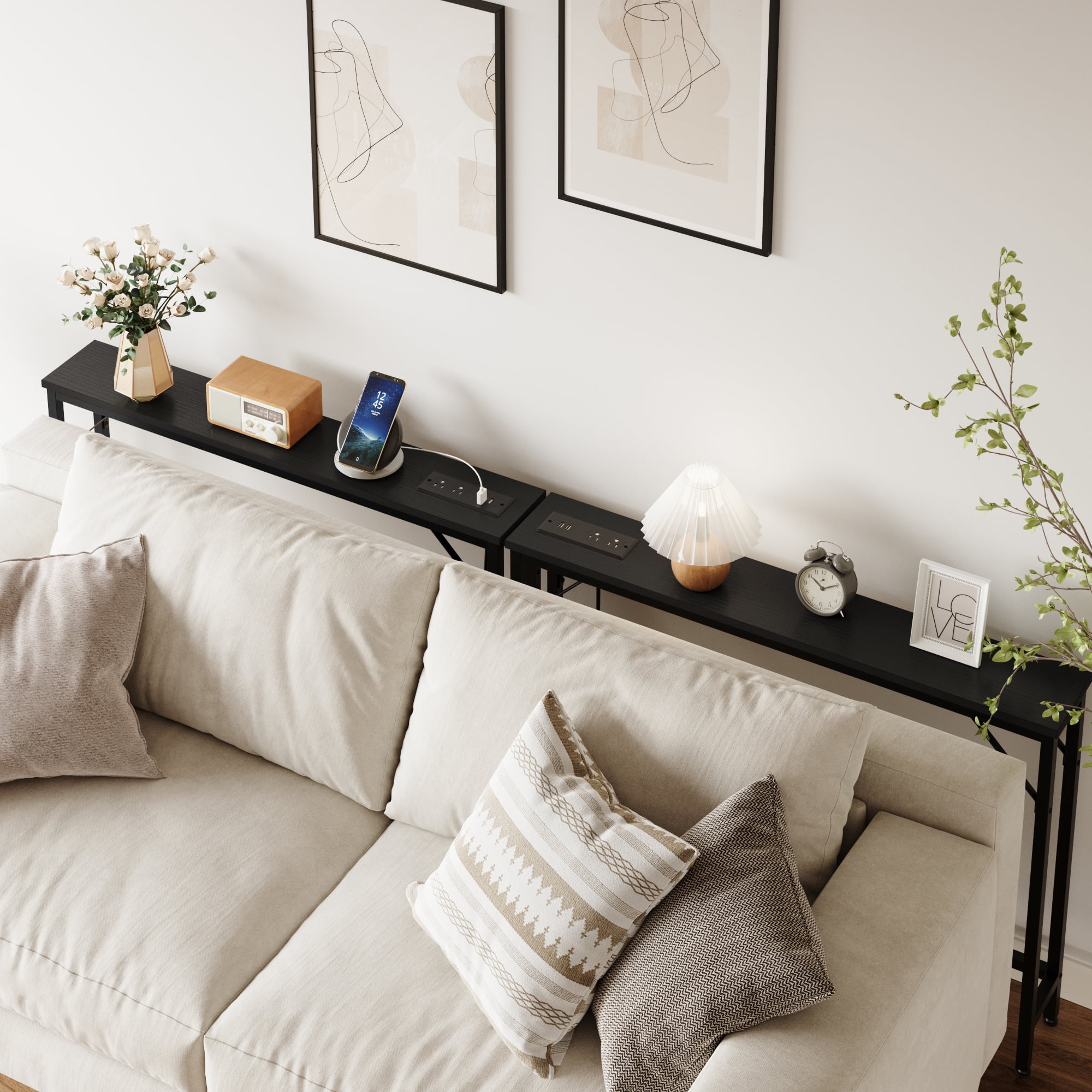 5.9" Narrow Sofa Table, Skinny Console Table with Storage, Slim Behind Couch Table for Living Room, Entryway, Hallway, Foyer
