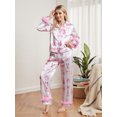 thumbnail image 6 of AIGUR Mommy and Me Matching Pajamas Bow Deer Print Button Down Long Sleeve Lapel Tops Pants Family Sleepwear, 6 of 9