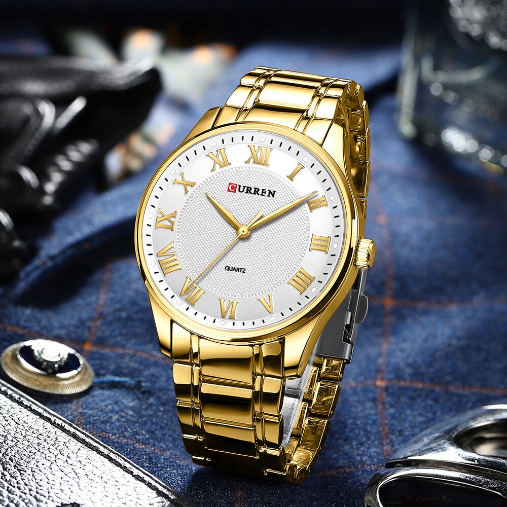 Quartz　Curren　Simple　Black　For　Man　Wristwatches　Gold　Quartz　With　Band　New　Clock　Steel　Men　Casual　Business　Watch　Stainless　For　Wristwatches