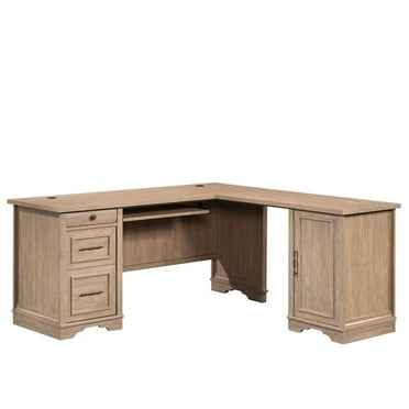 UrbanPro Modern Engineered Wood L-Desk in Brushed Oak Finish