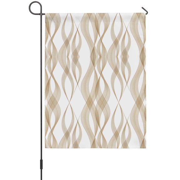 Abstract Waves Garden Flag 12 x 18 Inches, Brown Woven Lattice Modern Weather Proof Outdoor Patio Flags Double Sided Small Garden Decoration for Yard Outside Home