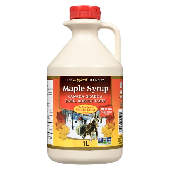 Old Fashioned Maple Crest - Canada Grade A Dark, Robust Taste - Pure Maple Syrup