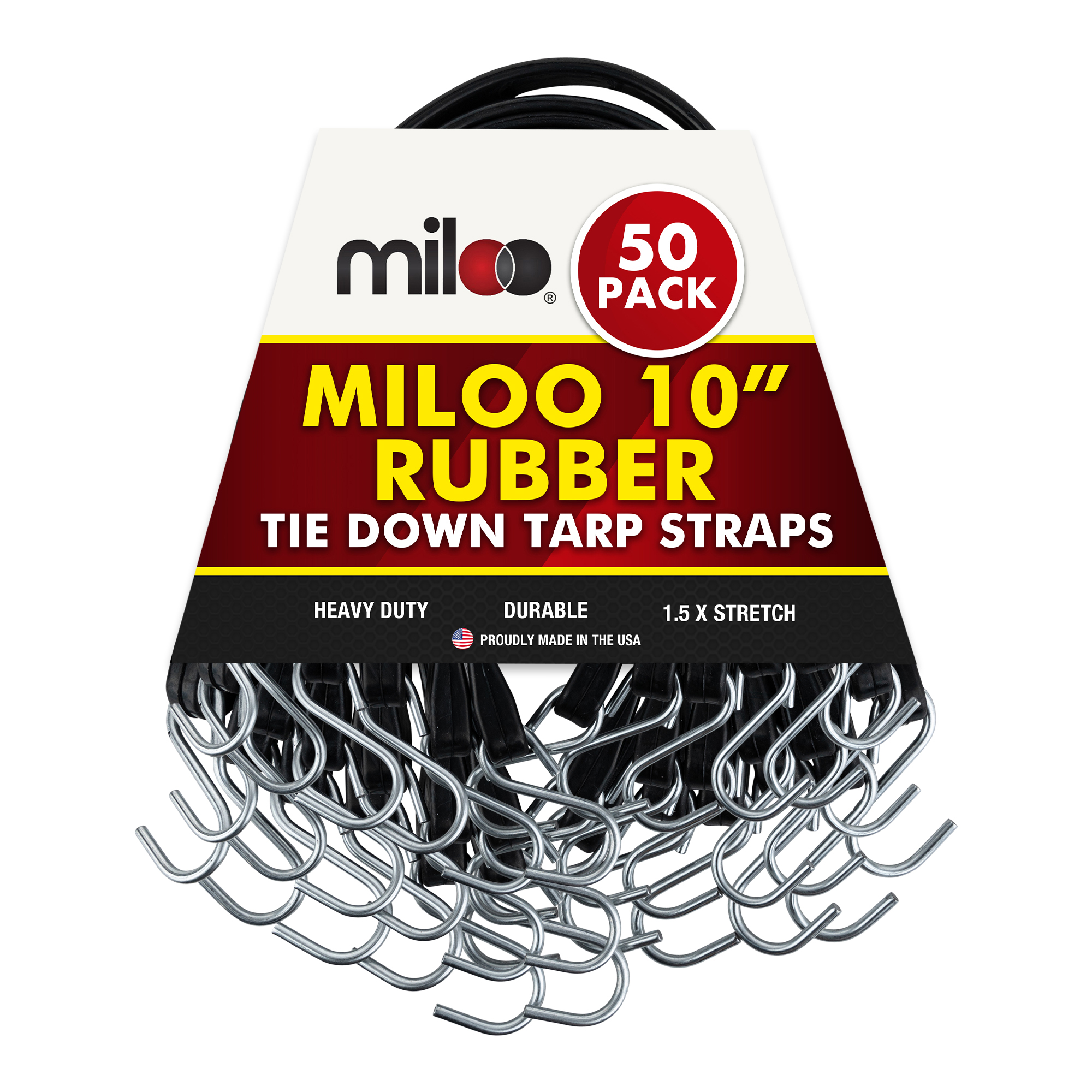 10 inch EPDM Rubber Bungee Cords with Crimped Hooks Tarp Straps for