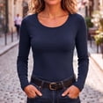 thumbnail image 2 of Womens Base Layer Tops Casual Stretchy Slim Fitted Crewneck Long Sleeve Breathable Comfort Tee Shirts,Sizes S-2XL, 2 of 10