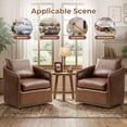 thumbnail image 6 of Bonzy Home 360° Swivel Accent Chair Set of 2 with Throw Pillow, Mid Century Faux Leather Modern Armchair, Swivel Barrel Chair for Living Room Bedroom, Brown, 6 of 9