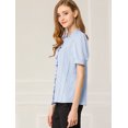 thumbnail image 4 of Unique Bargains Femmes Volant V Cou Blouse Manches Boutonnée Tops Décontractés, 4 of 6