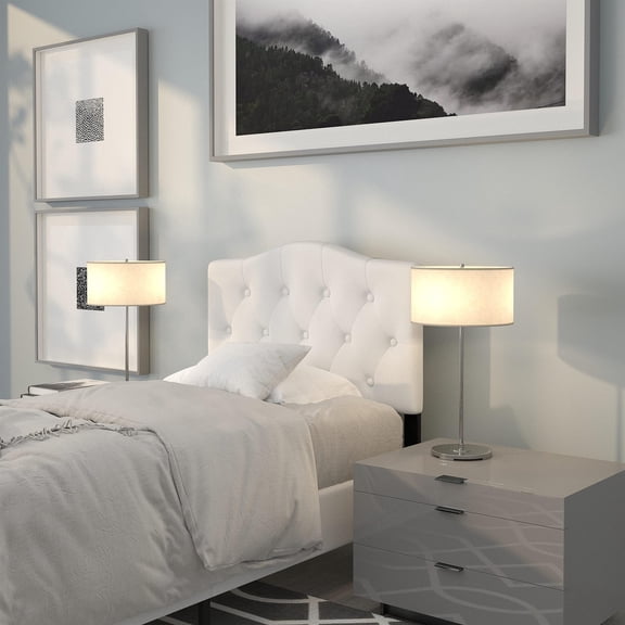 Bowery Hill Contemporary Tufted Twin Panel Headboard in White