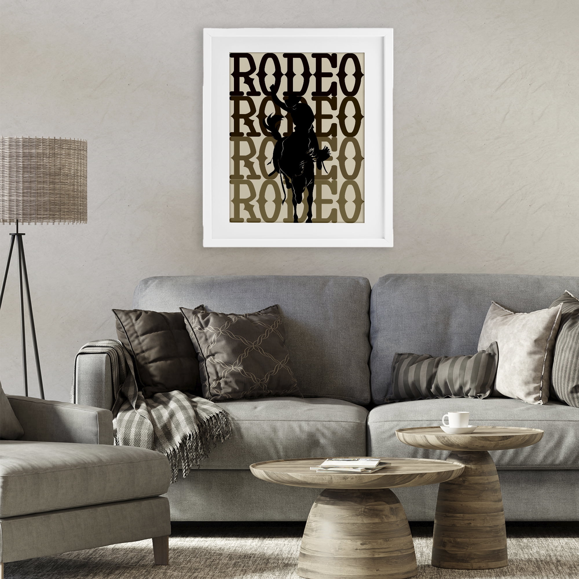 Stupell Industries Rodeo Gradient Cowboy White Framed Print Under Glass, design by CAD Designs