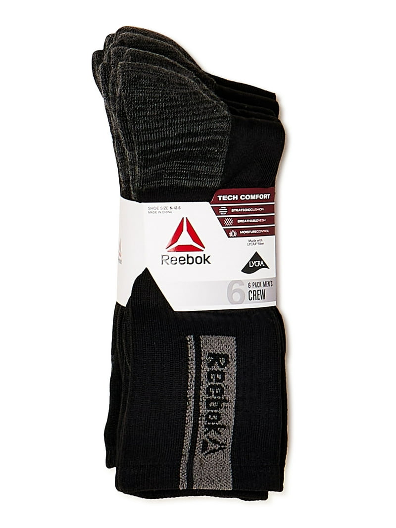 Reebok Men's Socks, Tech Comfort Crew Socks, 6-Pack - Walmart.com