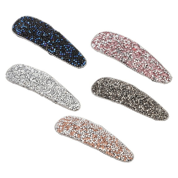 OFFIGAM 5-Pack Rhinestone Snap Hair Clips for Women and Girls, Sparkly Hair Accessories for Parties and Special Occasions
