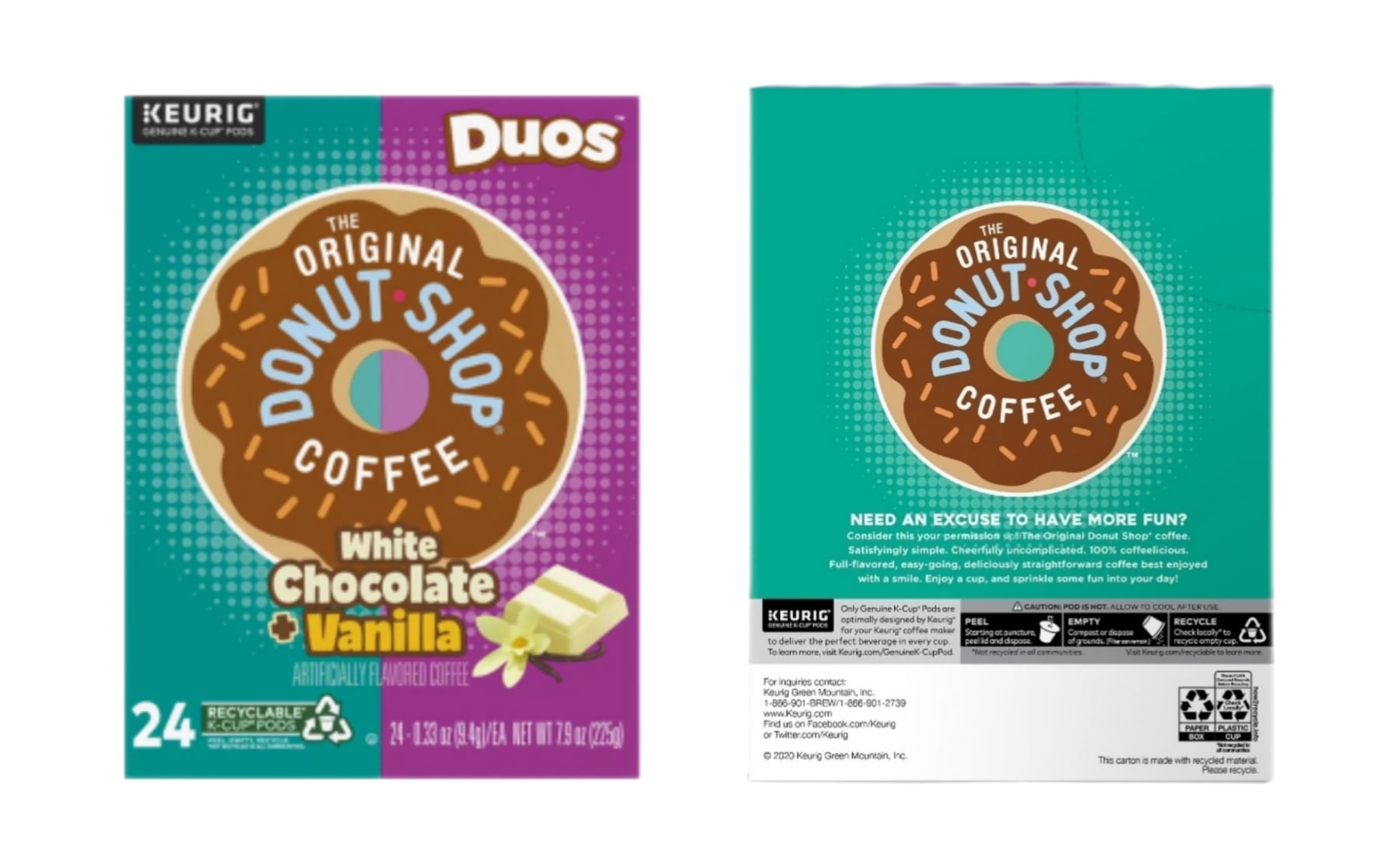 The Original Donut Shop Duos White Chocolate + Vanilla Coffee K Cups Pods, 48 K Cups Total