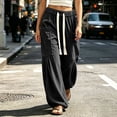 thumbnail image 6 of Bxsruta Womens Cargo Pants Wide Leg Baggy Joggers Drawstring Elastic Waist Casual Trousers with Pockets, 6 of 7
