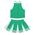 thumbnail image 4 of YONGHS Kids Girls Cheerleading Outfit Sleeveless Tops Pleated Skirt Set 6-16 Green 8, 4 of 7