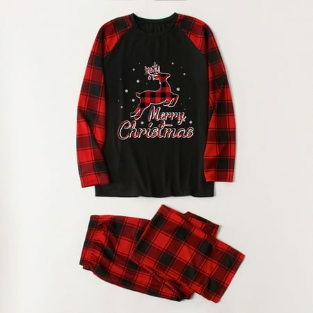 

ZKCCNUK Parent-child Attire Christmas Suits Patchwork Plaid Printed Homewear Round Neck Long Sleeve Pajamas Two-piece Dad Sets Christmas Pajamas for Family Fall Pajamas on Clearance