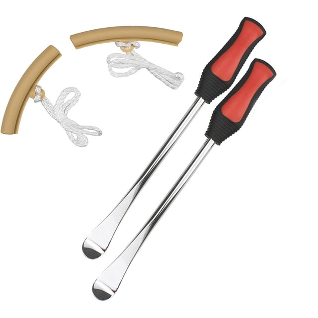 Easy Grip Handle Steel Tire Levers, Anti-Rust Weatherproof Tools for Motorcycles, Bicycles, Lawn Tractors, Snow Blowers, Heavy Duty Rim Protector, Chrome Finish, Smooth Rounded Edges, Tire Spoon Set