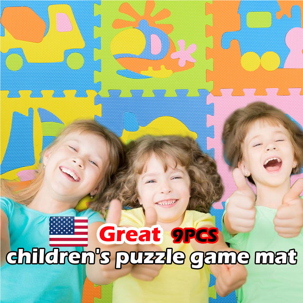 9PCS Baby Children's Transport Puzzle EVA Foam Puzzle Game Mat Toy Gift USA X 