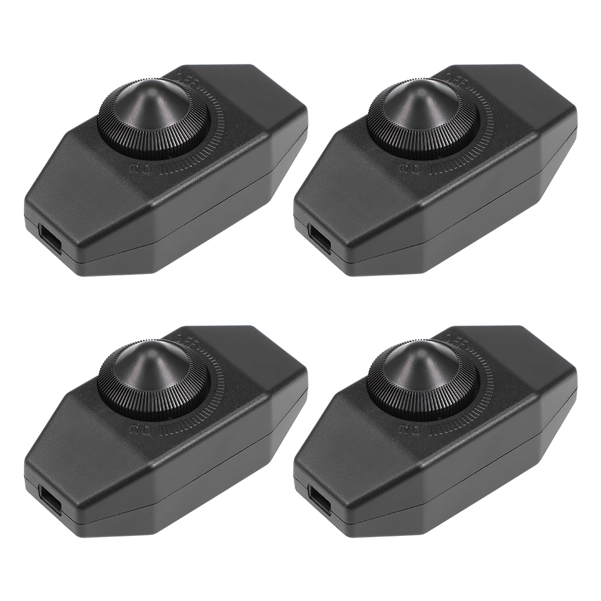 Rotary Cord Switch AC 250V 2A Slide Control Lamp Dimmer 100W Black 4pcs
