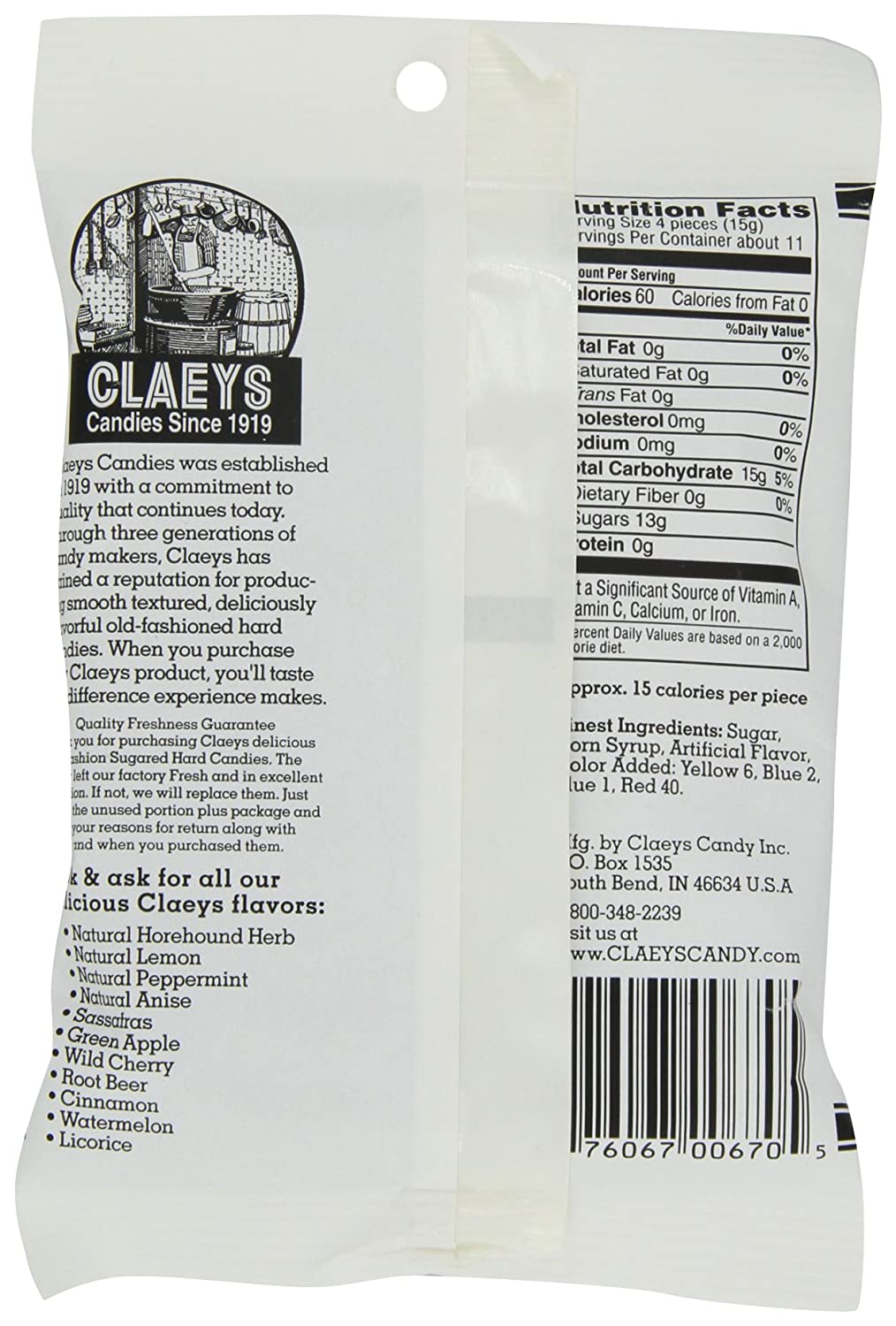 Claeys Licorice Hard Candy, 6-Ounce Packages (Pack of 12)