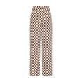 thumbnail image 7 of Royisotas Summer Pants for Women Checkered Casual Straight Wide Leg High Waist Palazzo Elastic Waist Drawstring Pants, 7 of 7