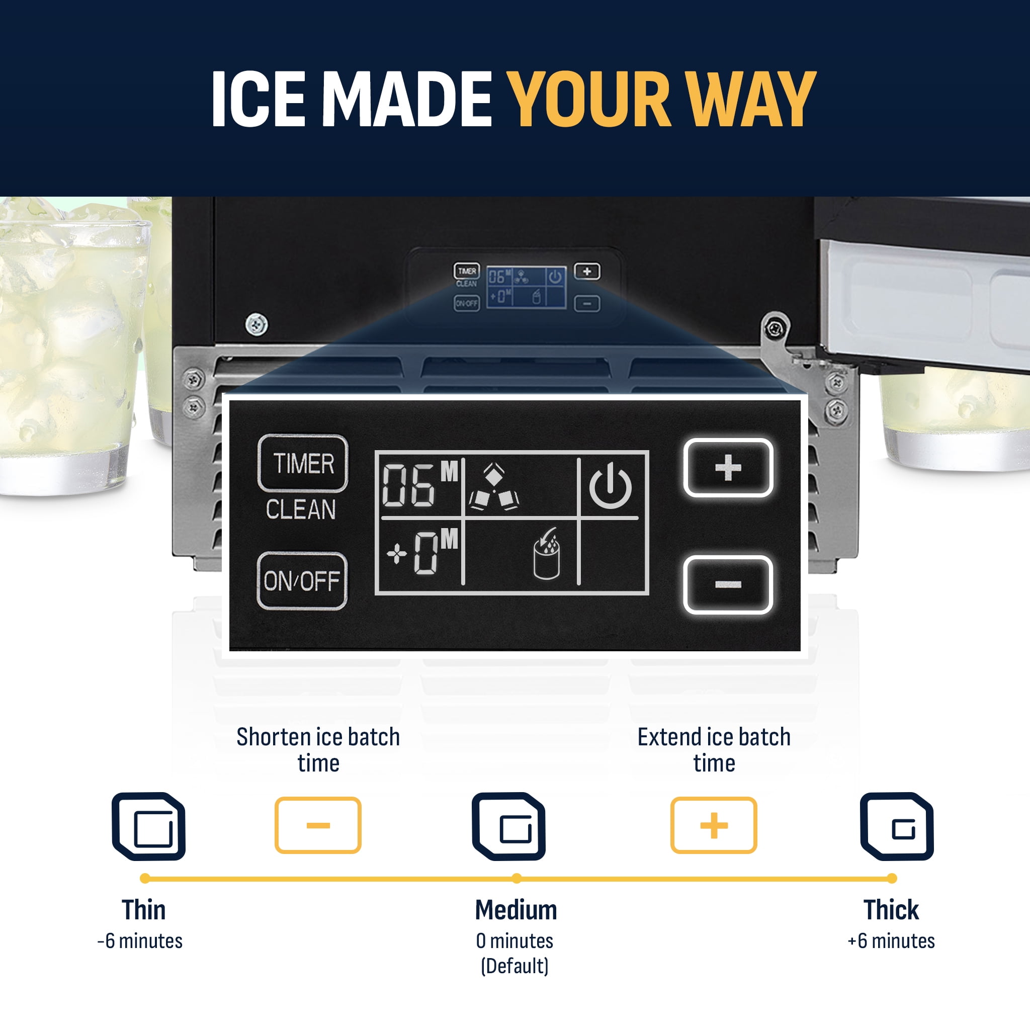 Newair 15” Undercounter 80 lbs. Daily Clear Ice Cube Maker Machine, Built-in or Freestanding Design, 40 Cubes ready in 15-30 Mins, Fingerprint Resistant Door, Self-Cleaning Function, LED Controls
