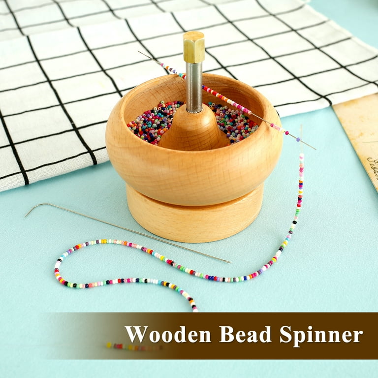 Bead Spinner for Jewelry Making, Effortless Rotating Wooden Bracelet Spinner  with 50 Letter Beads, 3000 Seed Beads, 2 Big Eye Beading Needles for Making  Seed Clay Beads Waist, Bracelets 