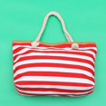 thumbnail image 3 of KAIYANG Bolso de playa de lona a rayas, bolso de mano impermeable de verano, bolso de compras para mujer, rojo (Rojo), 3 of 4