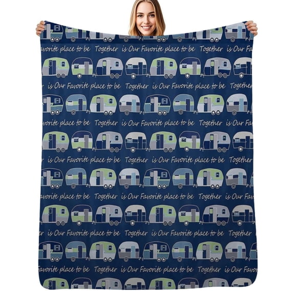 Together is Our Favorite Place to Be Camper Flannel Blanket Warm Soft Bedding Throws Winter Camping Chair Sofa Bed