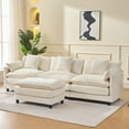 thumbnail image 6 of Newest 108" L-Shaped Chenille Sectional Sofa, Beige 3-Seat Modular Cloud Couch with Ottoman & Pillows for Living Room, 6 of 10