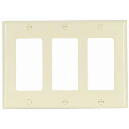 Eaton Cooper Wiring 2163 2163LA-BOX Wallplate, 4-1/2 in L, 6.37 in W, 3 -Gang, Thermoset, Light Almond, High-Gloss