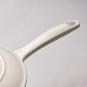 Tramontina Bestow 3-Quart Enameled Cast Iron Saucier with Lid, Latte with Gold Knob, Oven-Safe