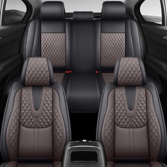 2026 Car Seat Cover for Honda Passport , Black and Coffee Car Seat Covers, PU Leather 5 Seats Full Set Waterproof Suitable for All Seasons, Airbag-Compatible