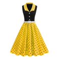 thumbnail image 2 of Ashirexll Midi Dresses for Women, Flowy Dresses for Women, Sleeveless Polka Dots Doll Collar Stylish Wedding Guest Dress, 2 of 7