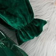 thumbnail image 6 of OBEEII Kids Girls Warm Velvet Dress Long Sleeve Tiered Ruffle Tutu Dresses Green Girls Winter Dresses for Evening Gown Wedding Holiday Clothes, 6 of 7