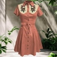 thumbnail image 1 of Vestidos de Mujer Vestido Camisero Con Estampado de Flores Occidentales Para Mujer Vestido Midi Informal de Estilo Retro Con Botones de Verano, 1 of 3