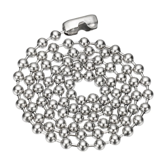 Uxcell Silver-tone Beaded Chain Necklace, Titanium Steel 4mm Bead Ball Chain Necklace for Women and Men Gift, 21.65 Inch Length