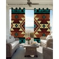 thumbnail image 4 of Turquoise Red Blackout Curtains 63 Inches Long for Bedroom, Southwest American Native Abstract Pattern Thermal Insulated Room Darkening Black Out Window Curtain Panels Grommet Drapes for Living Room, 4 of 8