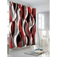 thumbnail image 3 of Red Black Grey Abstract Stripe Shower Curtain, Modern Twisted Lines Bathroom Decor Curtains Set with Hooks, Waterproof Fabric Home Accessories， 72 X 72 Inch Long, 3 of 6