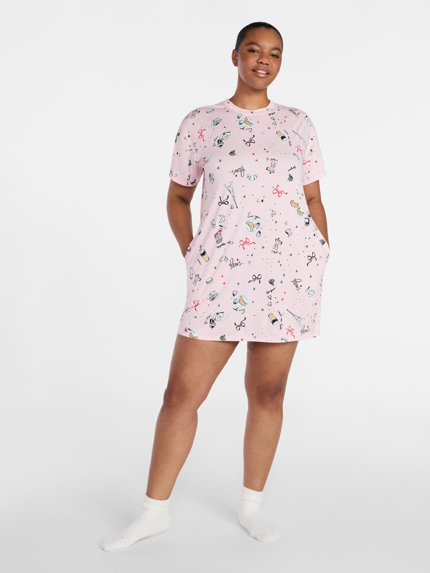 Joyspun Women's Dreamy Soft Collection Short Sleeve Sleepshirt, Sizes S/M-2X/3X