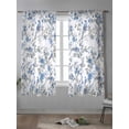 thumbnail image 4 of Blue Floral Birds Curtains 72 Inch Length, Sheer Curtains for Bedroom Living Room Window Farmhouse Flowers Pastoral Rod Pocket Voile Drapes Kitchen Curtains Small Half Window 52"x72" 2 Panels, 4 of 6