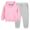 thumbnail image 2 of WRKEKC Boys and Girls Solid Hoodie Set 2-12 Years Long Sleeve Zip-Up Top & Elastic-Waist Jogger Pants Soft Breathable Casual Fall Outfits, 2 of 5