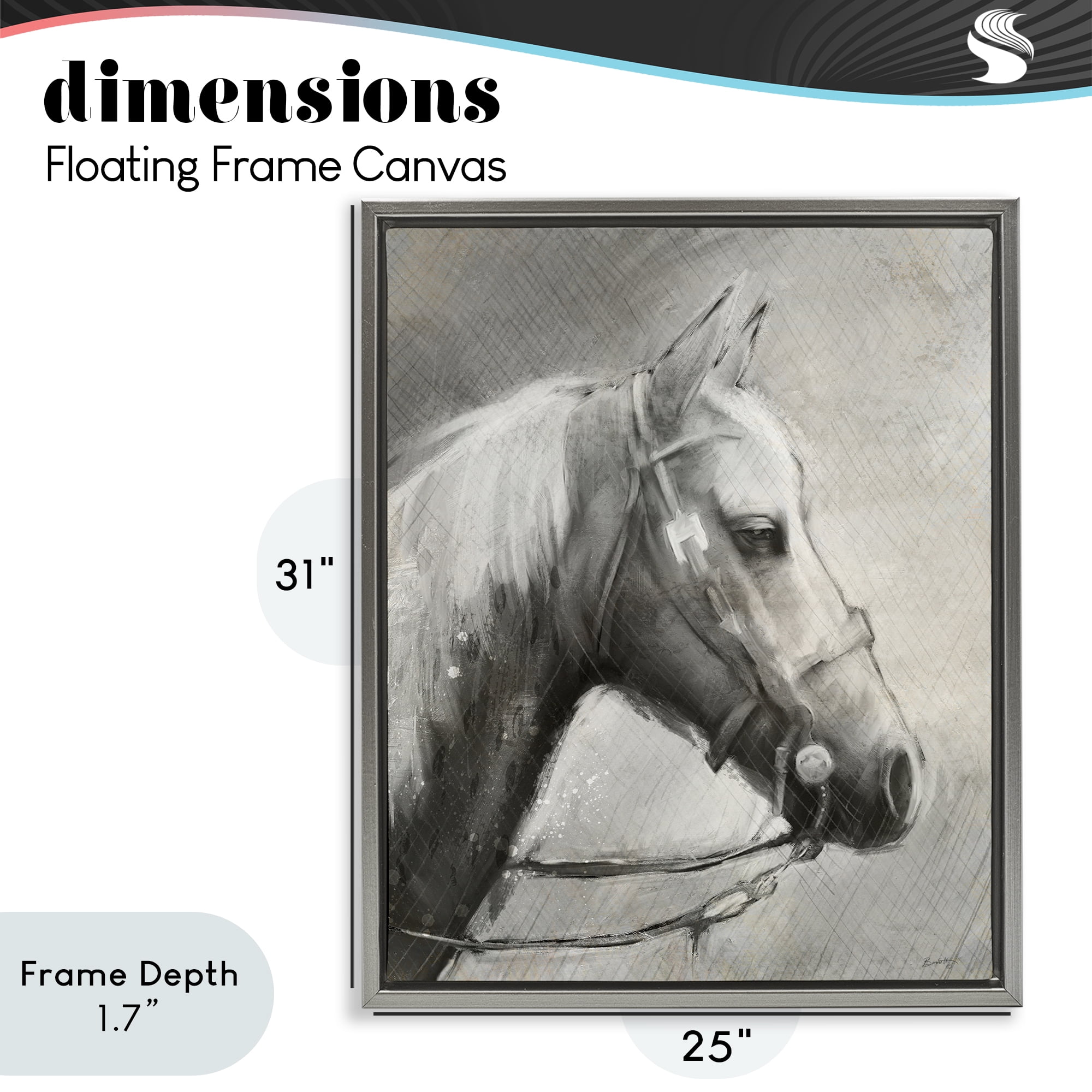 Stupell Industries Modern Ranch Horse Gray Framed Floater Canvas Wall Art, design by Chad Barrett