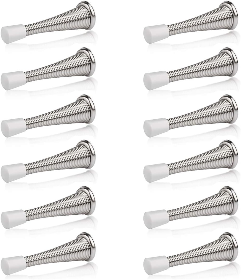 NOGIS 12 Pcs Spring Door Stopper Bulk 33/8" Wall Mounted Stainless Steel Spring Door Stops