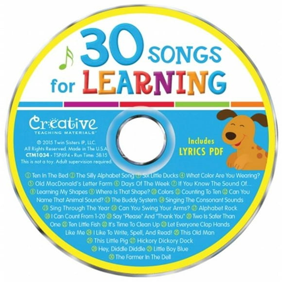 Pbs Publication CTM1034 Matériel Pédagogique Créatif Musique CD - 30 Chansons pour Apprendre
