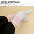 thumbnail image 4 of TELOLY Knee High Socks,Three Stripes Breathable Sweat-Wicking Long Socks,White/Pink Stripes, 4 of 5