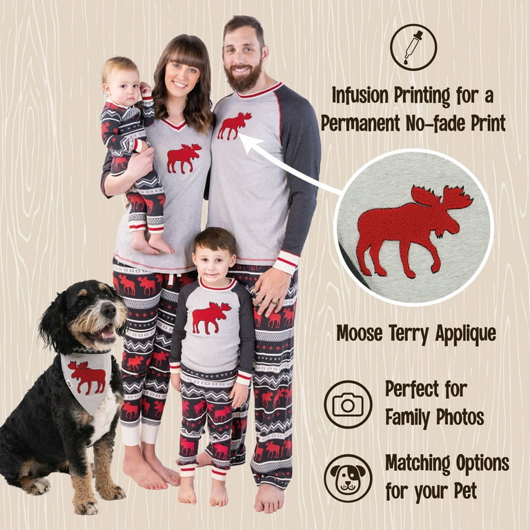 LazyOne Cabin Moose Family Matching Christmas Pajamas Set, Pajamas for Baby  & Kids, Teens, Adult and Dog! 
