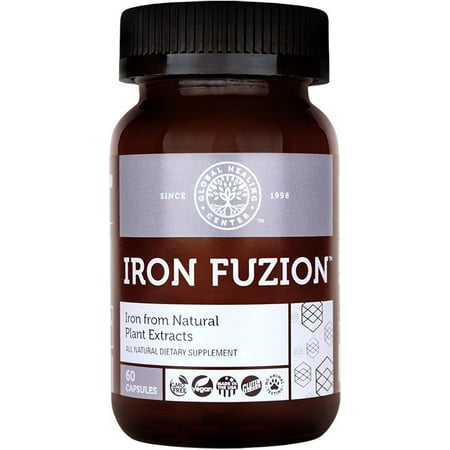 Iron Fuzion All Natural Vegan Plant Based Iron Supplement 18 mg + Organic Thyme, Echinacea & Fulvic (Best Plant Based Sources Of Iron)