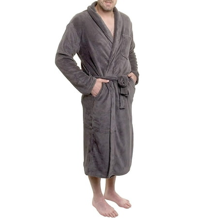 

Hirigin Mens Fall Long Sleepwear Flannel Robes Shawl Collar Bathrobe Pajamas