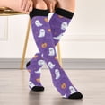 thumbnail image 5 of FORMRS Womens Knee High Socks Casual Long Thick Travel Daily Wear, 1 Pair, Halloween Purple Ghosts, 5 of 6