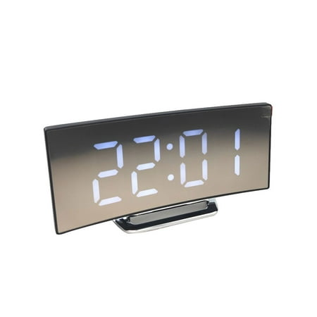 HONMEET Grey LED Alarm Clock with Large Screen Plastic Mute Desktop Clock