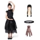 thumbnail image 1 of Vestido de malla negro estilo gótico cuello vuelto traje diario de una sola botonadura para niña, 1 of 2